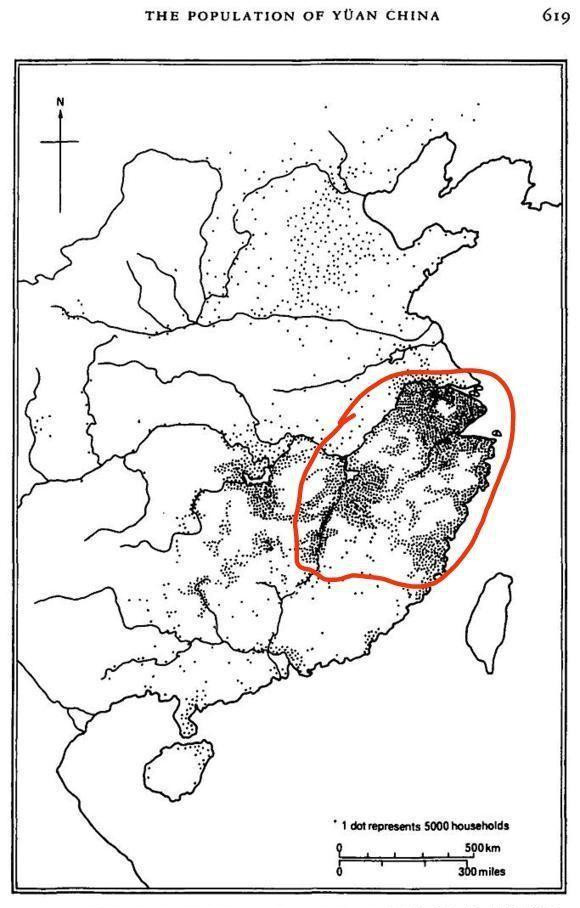 元代中国人口分布
